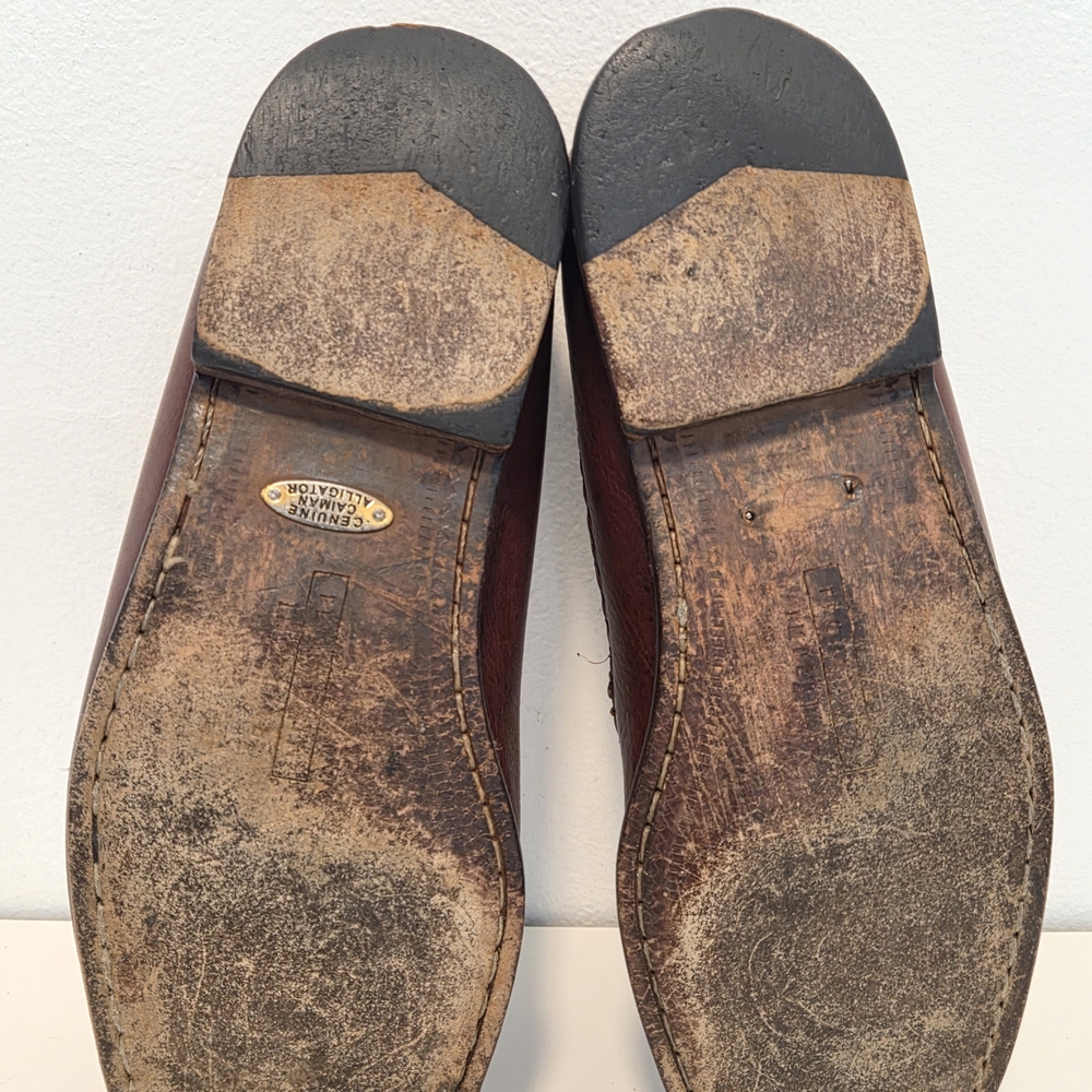 Genuine Caiman Alligator Imperial Loafers Brown Florsheim Imperial Mens Sz 38D - Picture 15 of 16